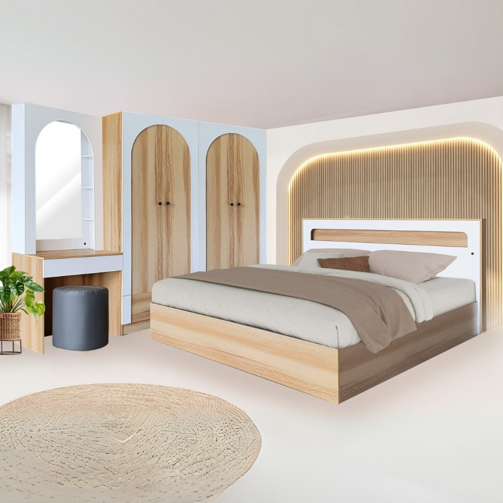 ชุดห้องนอน + ที่นอน PVC 6 ฟุต WISDOM DESIGN FURNITURE รุ่น ARISTA 8 สี แอช/ขาว_7